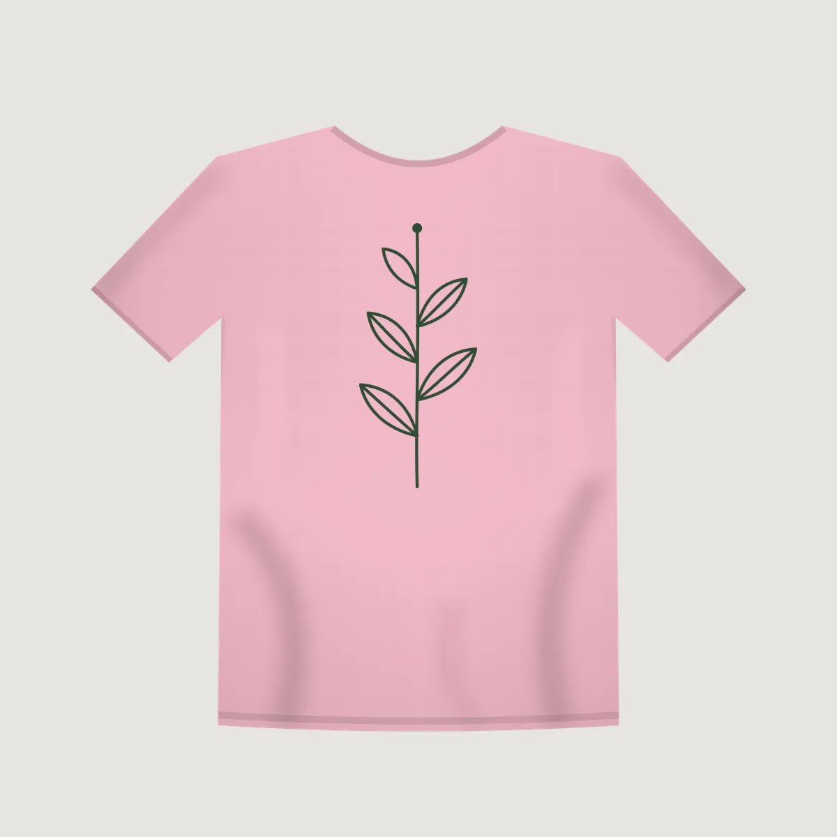 Free flat mockup of a pink t-shirt with a botanical line sketch print